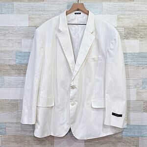 Stafford Travel Linen Cotton Summer Sport Coat White Mens Big & Tall 54R 54 BREG